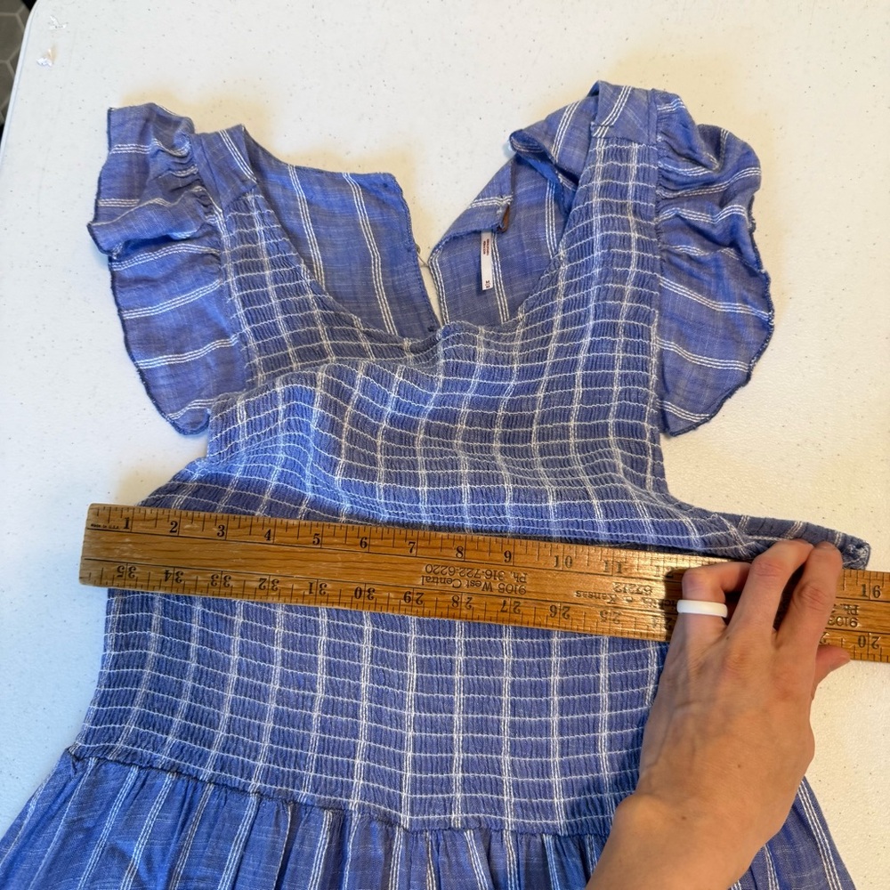 Free People Woman’s Medium Maxi Dress Boho, Chambray Cottagecore, Coastal - Picture 11 of 14